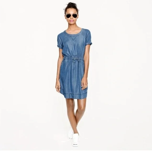 J. Crew Lightweight Washed Chambray Dress - Picture 1 of 7
